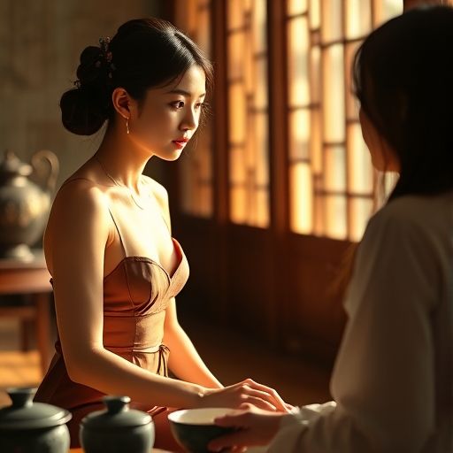 茶艺师与客人互动