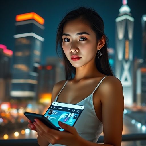 手机屏幕上显示着广州百花丛论坛的帖子列表，背景是广州的夜景