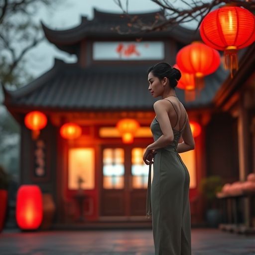 茶肆门口灯笼散发温暖光芒
