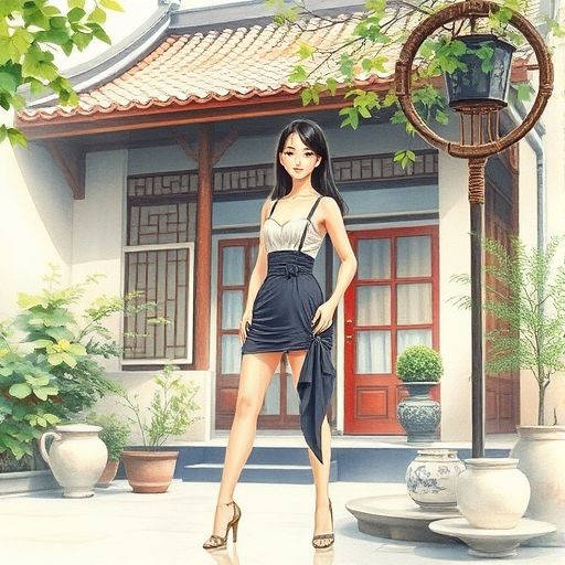 茶肆庭院的宁静画面
