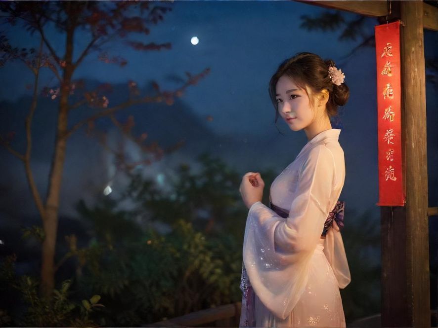 广州夜色下的老城区巷道,灯光昏黄,充满神秘感。