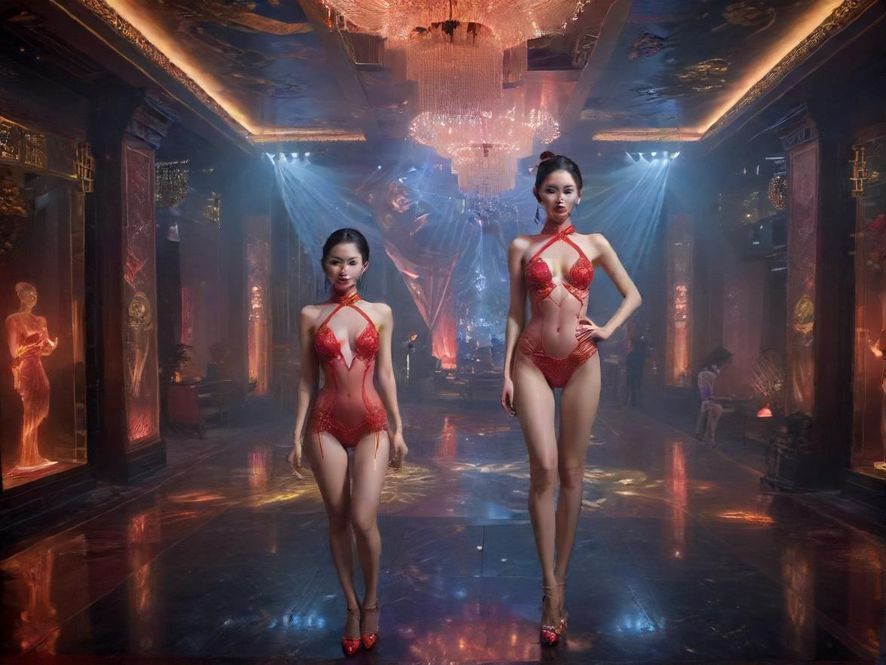 广佛夜场会所豪华大厅夜景