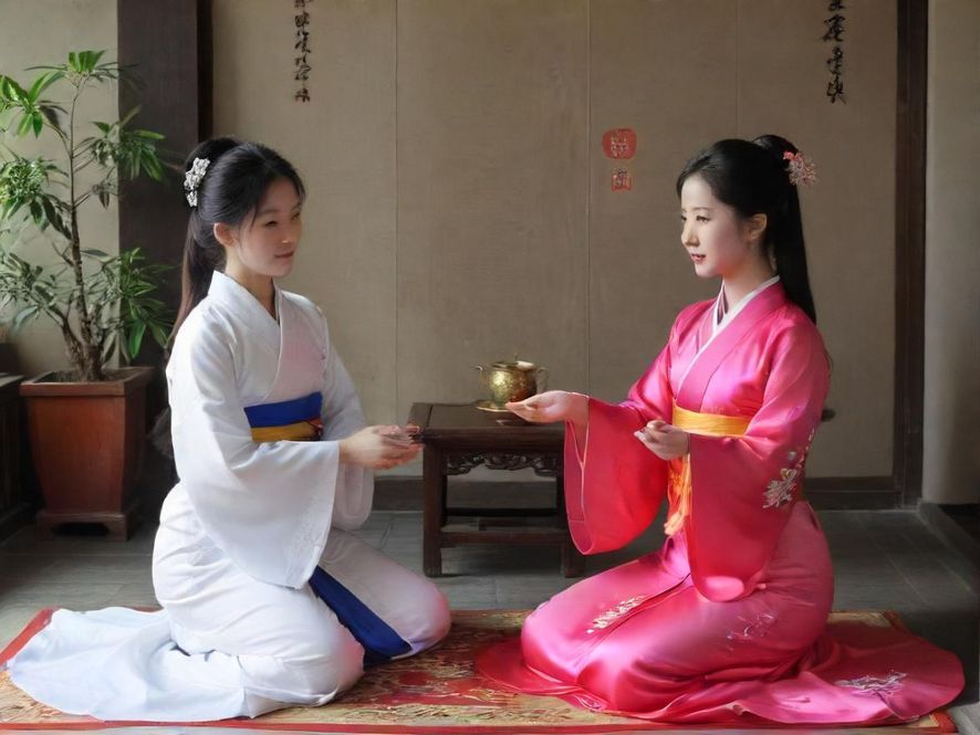 一个雅致的茶室，光线温馨，暗示着舒适放松的休闲时光。