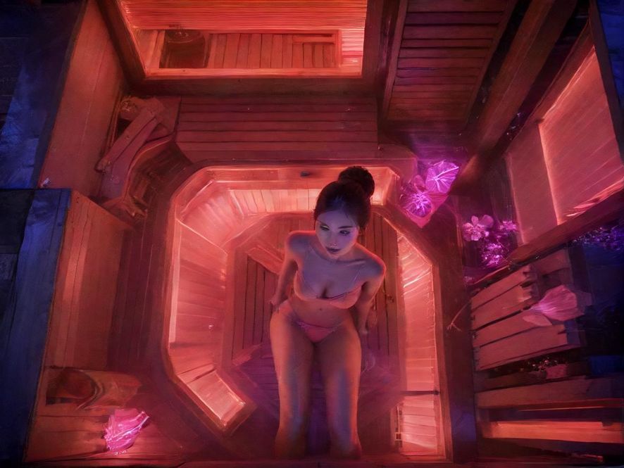 夜场会所入口，霓虹灯光映衬下的奢华氛围