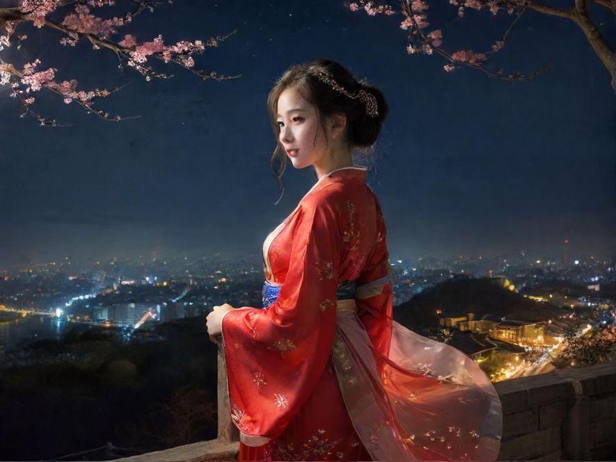 广州夜色下的休闲场所街景