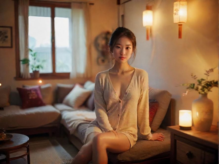 一个布置温馨的休闲房间内部景观