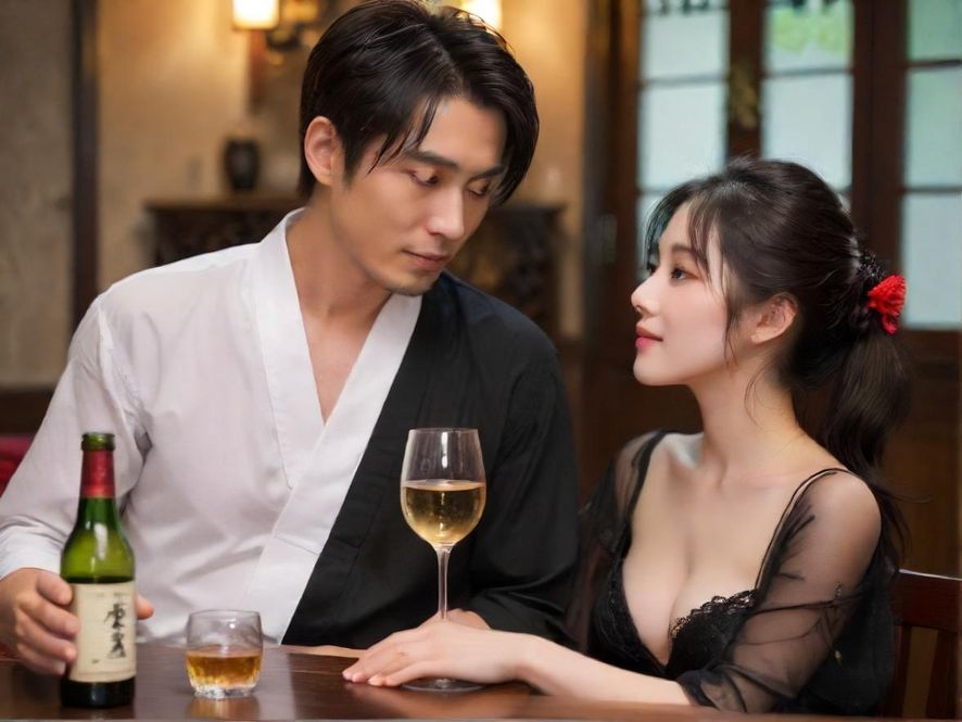 一个男人在昏暗的酒吧环境中侧身查看手机屏幕上的论坛内容