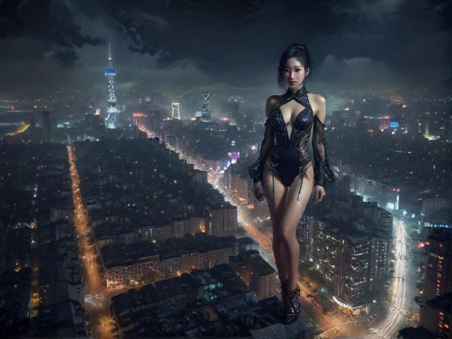 城市夜景俯瞰,灯光璀璨,充满探索的欲望