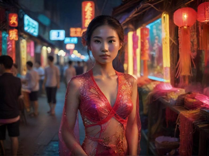 广州石牌村街头夜市