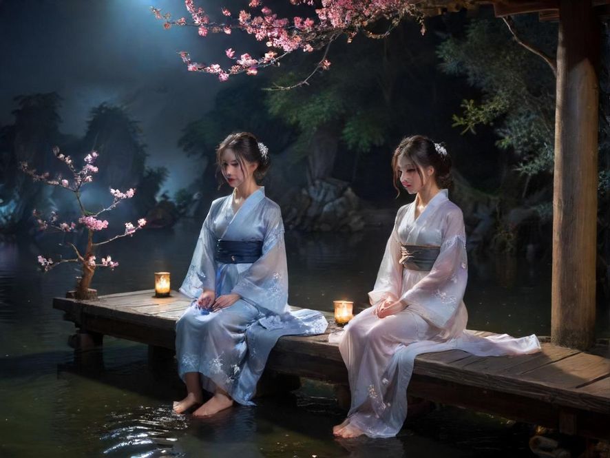 盈通国际水会温泉池夜景