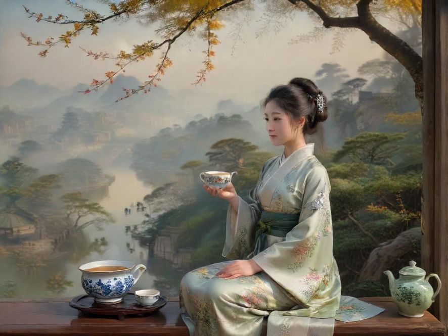 私密茶馆包厢内的茶具