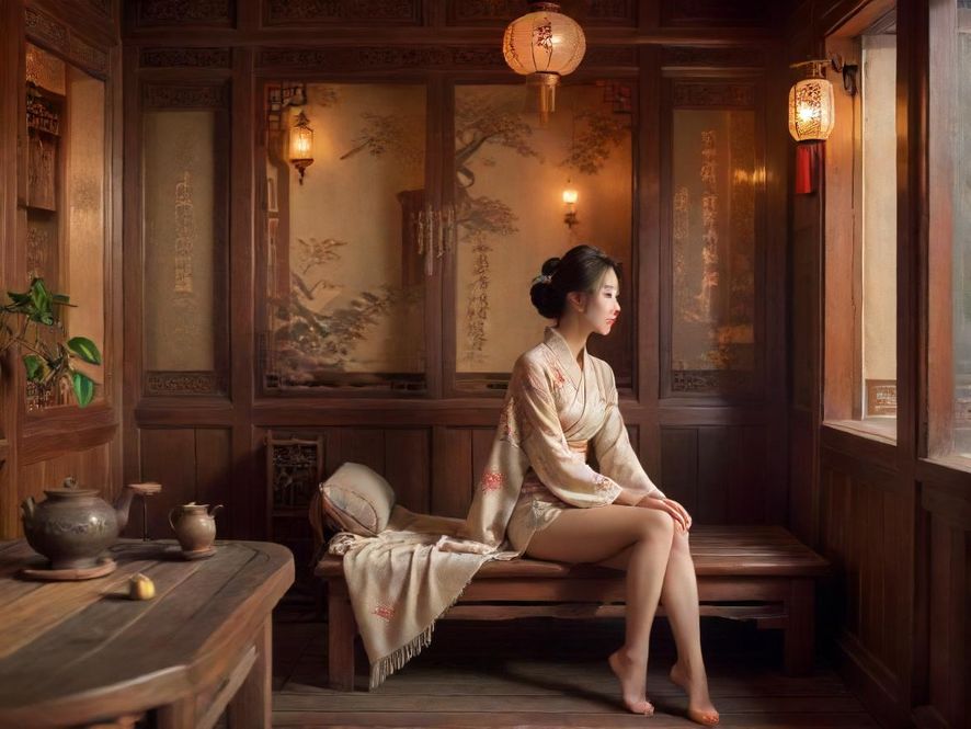 海珠桑拿会所内茶室放松场景