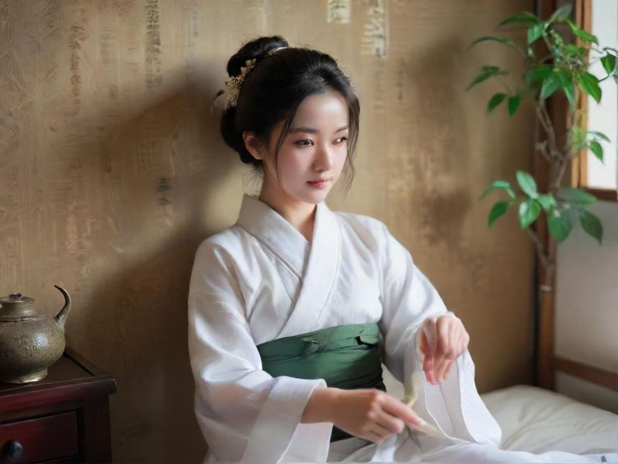 一位女士在深圳温馨茶室中,享受着悠闲的下午茶时光