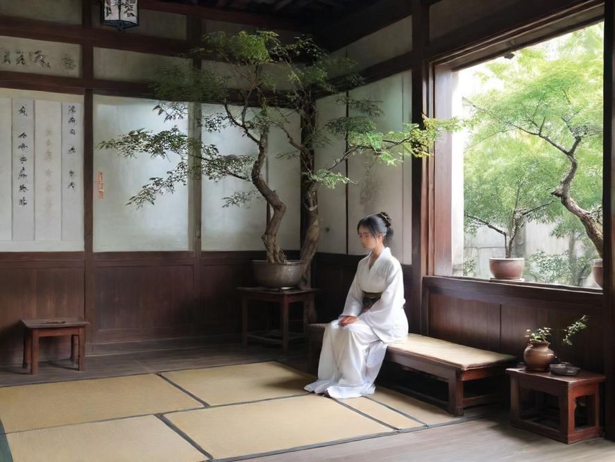 花社区学员在茶室学习花艺