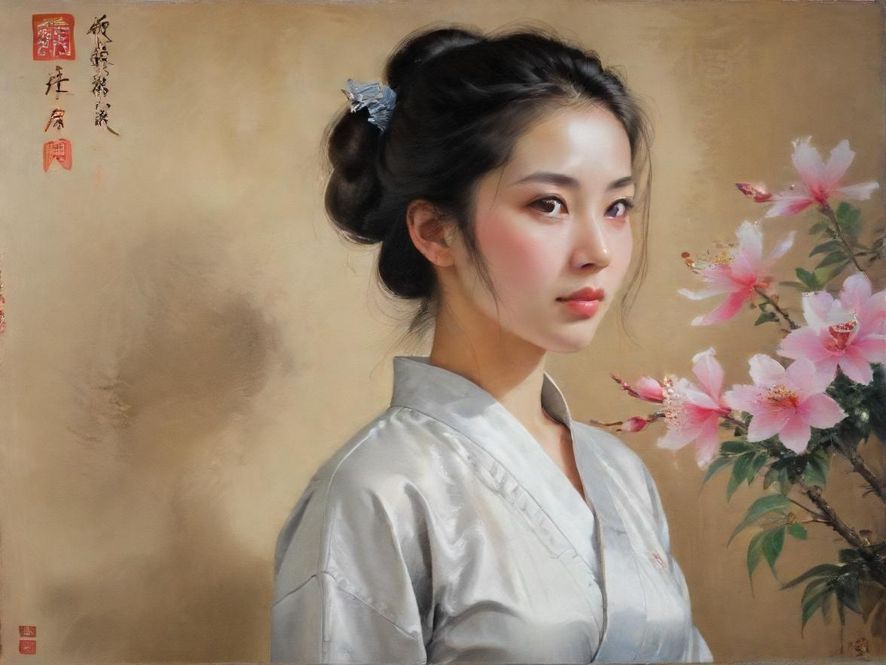 花社区学员在画室创作油画