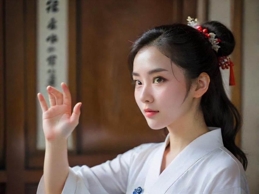 一位优雅知性的女性在高端私密会所中,侧面构图,光影柔和。